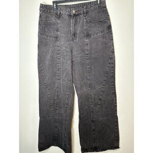 CIDER Wide Leg Black Washed Jeans Boho Hippie Skater Indie Whimsygoth Size XL